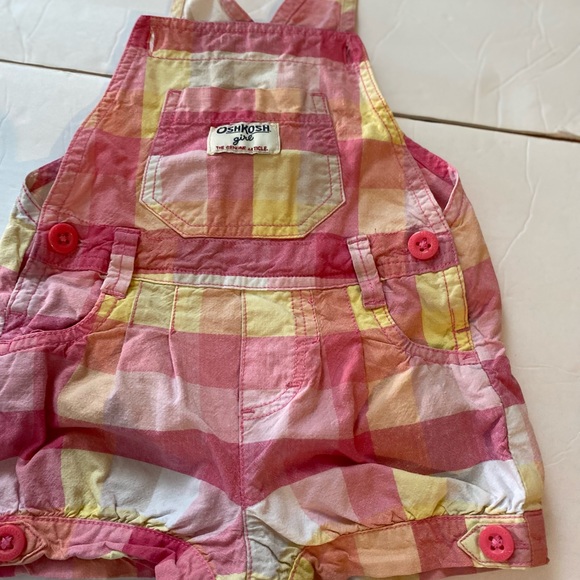 Osh Kosh 18m overalls romper pink yellow check